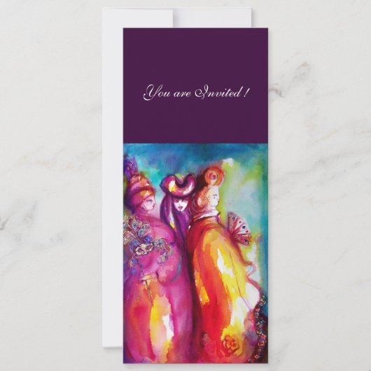 DRITTE MASK Maskerade Ball, goldgelb blau Einladung (Vorderseite)