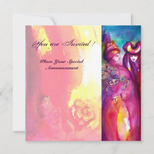 DRITTE MASK Maskerade Ball, goldgelb blau Einladung