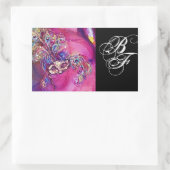 DRITTE MASK Masquerade Monogram Fuchsia Black Rechteckiger Aufkleber (Tasche)
