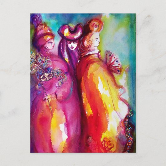 DRITTE MASK / Venezianische Masquerade Postkarte (Vorderseite)