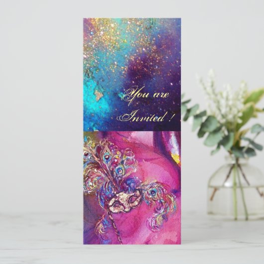 DRITTE MASK Venezianischer Karneval-Maskenball Einladung (Stehend Vorderseite)