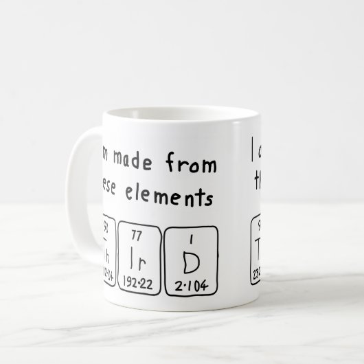 Dritte periodische Tasse von Tabellennamen (Vorderseite Links)