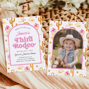 Dritte Rodeo Western Cowgirl Foto 3. Geburtstag Einladung
