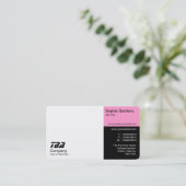 DRITTE - Weiß, Rosa und Schwarz Visitenkarte (Stehend Vorderseite)