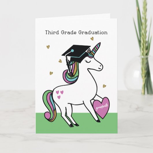 Dritter Abschluss Herzlichen Glückwunsch Unicorn Karte (Vorderseite)