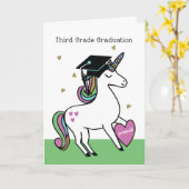 Dritter Abschluss Herzlichen Glückwunsch Unicorn Karte (Gelbe Blume)