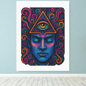 Dritter Augenaktivierungs-T - Shirt - Psychedelisc Leinwanddruck (Insitu (Holzboden))