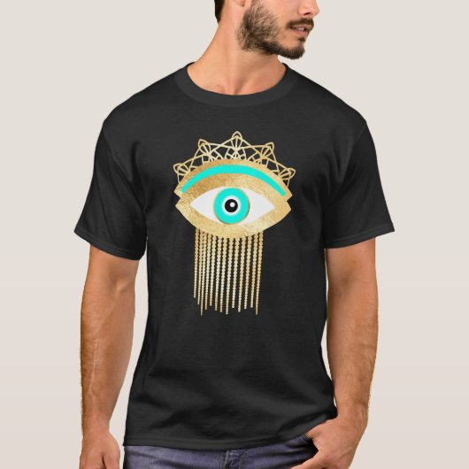 Dritter Blick Türkis und Gold Glitzer Look T-Shirt (Vorderseite)