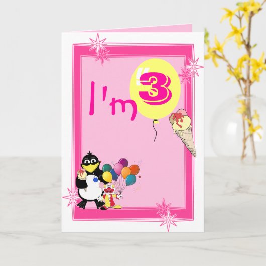 Dritter Geburtstag Karte (Gelbe Blume)