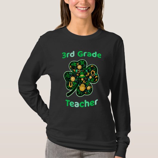 Dritter Grade Teacher Funny St Patrick's Day T-Shirt (Vorderseite)