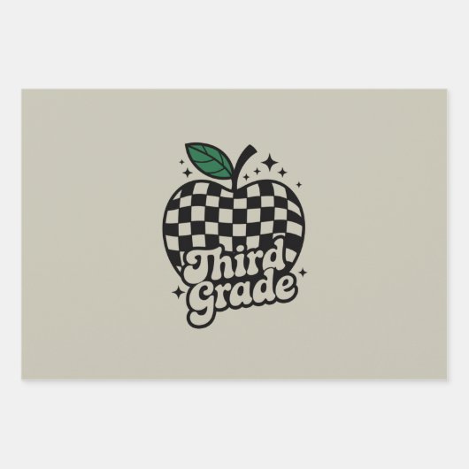 Dritter Lehrer der dritten Klasse zurück zur Schul Geschenkpapier Set (Vorderseite)