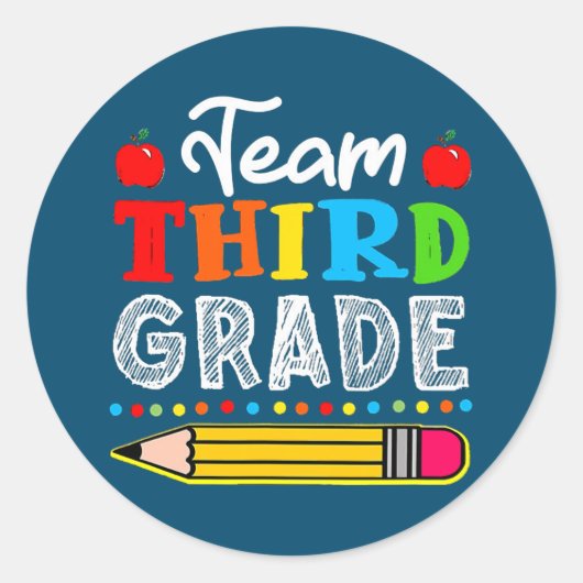 Dritter Lehrer in Team 3: Zurück zu Schulgeld Runder Aufkleber (Vorderseite)