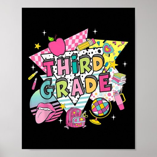 Dritter Lehrer Student zurück zur Schule glücklich Poster (Vorne)