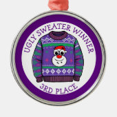 Dritter Platz hässlicher Pullover Gewinner Weihnac Ornament Aus Metall (Vorne)