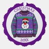 Dritter Platz hässlicher Pullover Gewinner Weihnac Ornament Karte (Rückseite)