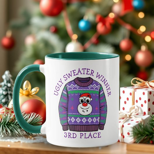 Dritter Platz hässlicher Pullover Gewinner Weihnac Tasse