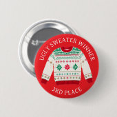 Dritter Platz Ugly Sweater Sieger | Weihnachten Button (Vorne & Hinten)
