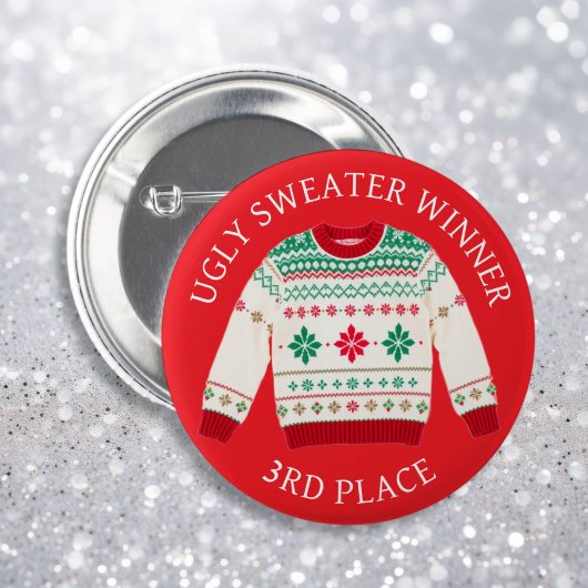 Dritter Platz Ugly Sweater Sieger | Weihnachten Button