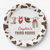 Dritter Rodeo Western Cowboy 3. Geburtstag Pappteller (Vorderseite)