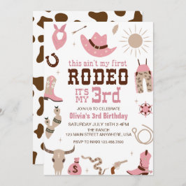 Dritter Rodeo Western Cowgirl 3 Geburtstag Einladung