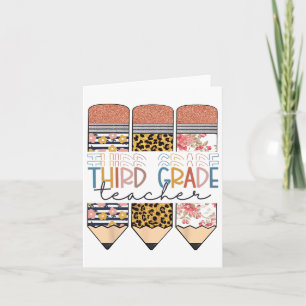 Dritter Schulleiter Fun Leopard Bleistift erster T Karte