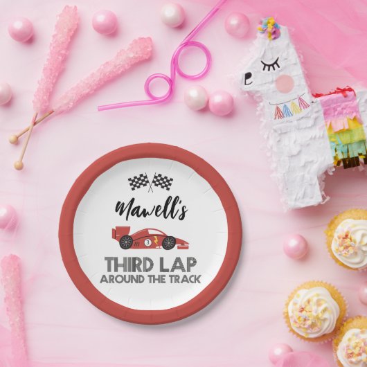 Dritter Startschuss für den Rennwagen zum Geburtst Pappteller (Party)