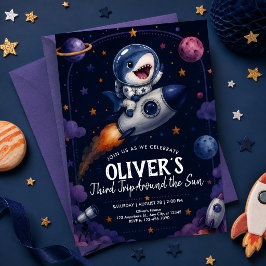 Dritter Trip Um Die Sonne Space Shark Geburtstag Einladung