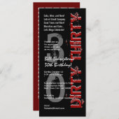 DRITTES 30. Geburtstag Party Schwarzer Roter Tal Einladung (Vorne/Hinten)