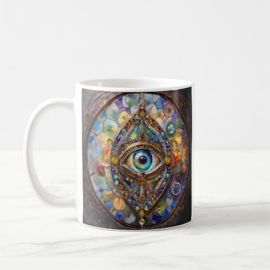 Drittes Auge auf Bleiglas und Bronze Kaffeetasse (Links)