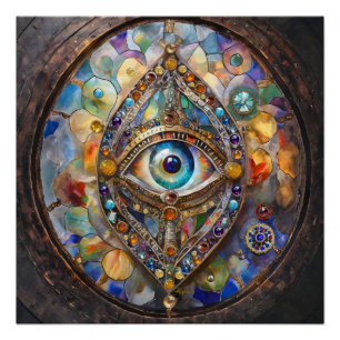 Drittes Auge auf Bleiglas und Bronze Poster
