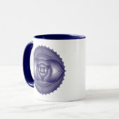 Drittes Auge Chakra Indigo Blue Mandala Zwei-Tone- Tasse (Vorderseite Links)