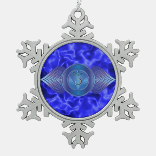 Drittes Auge Chakra Zinn-Schneeflocke-Verzierung Schneeflocken Zinn-Ornament (Vorderseite)