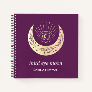 Drittes Auge Halbmond Boho Monogramm lila Notizblock