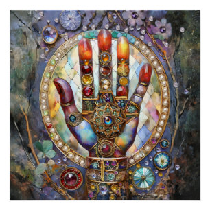 Drittes Auge Mystisches Palm Poster