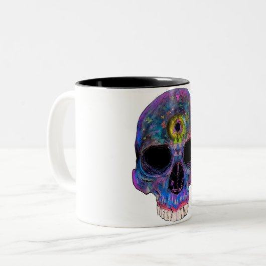 Drittes Augen-psychedelische Schädel-Tasse Zweifarbige Tasse (Vorderseite Links)