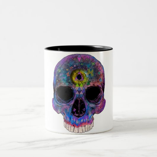Drittes Augen-psychedelische Schädel-Tasse Zweifarbige Tasse (Mittel)