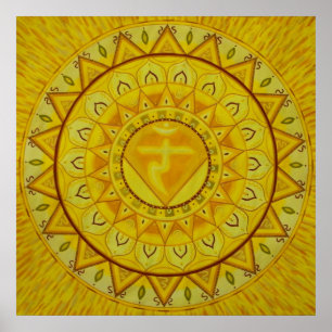 Drittes Chakra Mandala-Plakat Poster