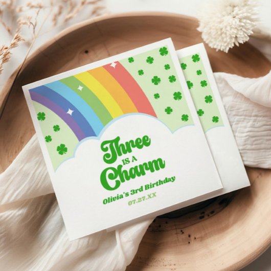 Drittes Geburtstags-Party: Charm Rainbow Serviette