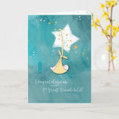 Drittes Großkind, Glückwunsch, Baby in Stars Karte (Gelbe Blume)