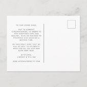 Drittes Mal ist ein Scharm ändern das Datum Ankündigungspostkarte (Rückseite)