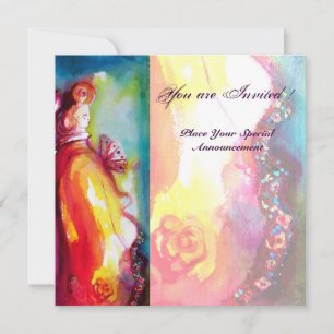 DRITTES MASKEN-Maskenball, gold rot gelb blau Einladung