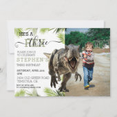 Drittes Tyrannosaurus Jurassisches Foto Geburtstag Einladung (Vorderseite)