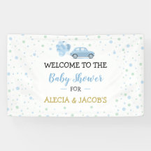 Drive Blue Car Balloons Boy Baby Dusche Hintergrun