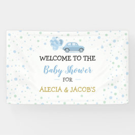 Drive Blue Car Balloons Boy Baby Dusche Hintergrun Banner