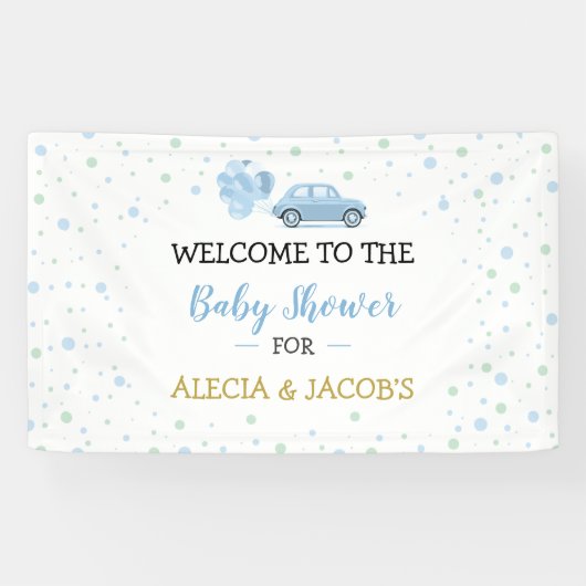 Drive Blue Car Balloons Boy Baby Dusche Hintergrun Banner (Horizontal)