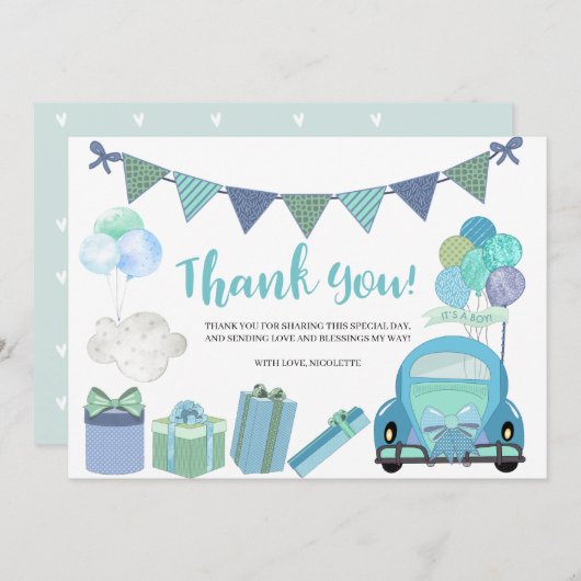 Drive by Baby Dusche Parade Danke Karte (Vorne/Hinten)