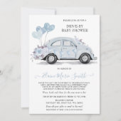 Drive by Baby Dusche Wasserfarbe Blumenwagen Einladung (Vorderseite)