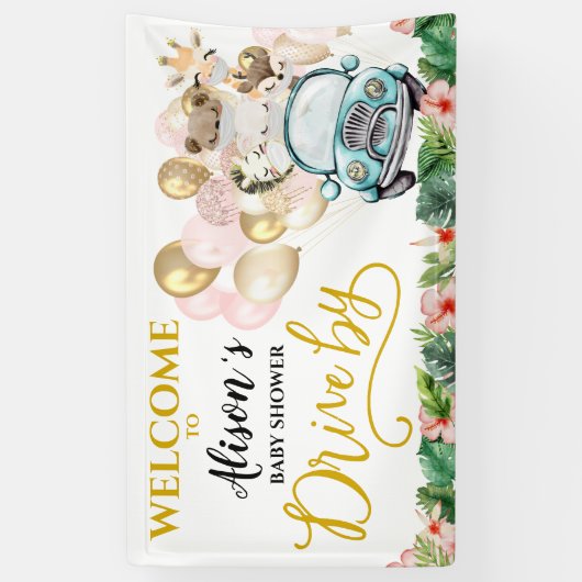 Drive by Baby Dusche WELCOME BANNER | Niedlich Saf (Vertikal)