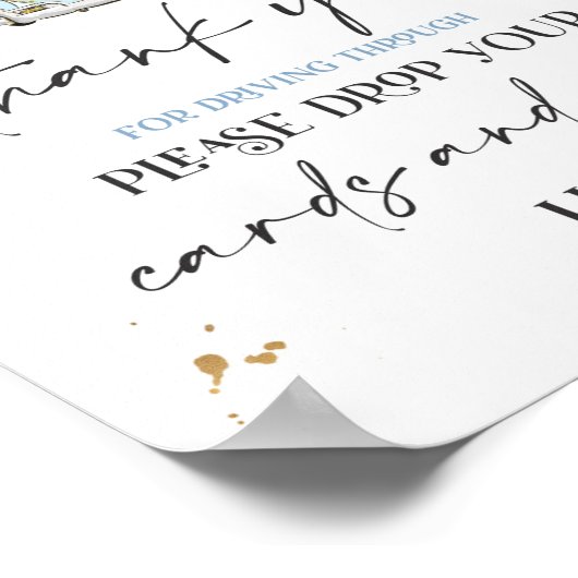 Drive by Baby Duschkarten Geschenke Schild Blue Fl (Ecke)