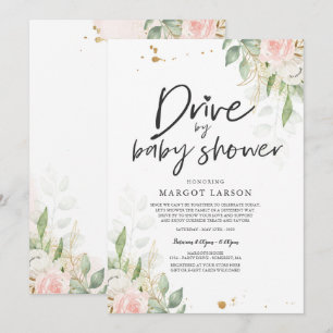 Drive by Baby Duwer Einladung Grün Pink Gold